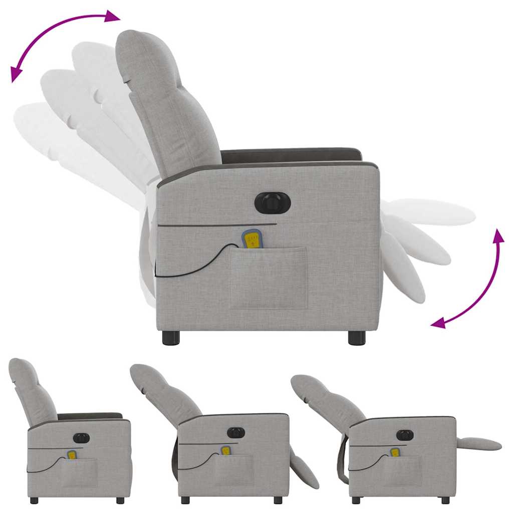 Fauteuil de massage inclinable électrique gris nuage tissu - XIOS