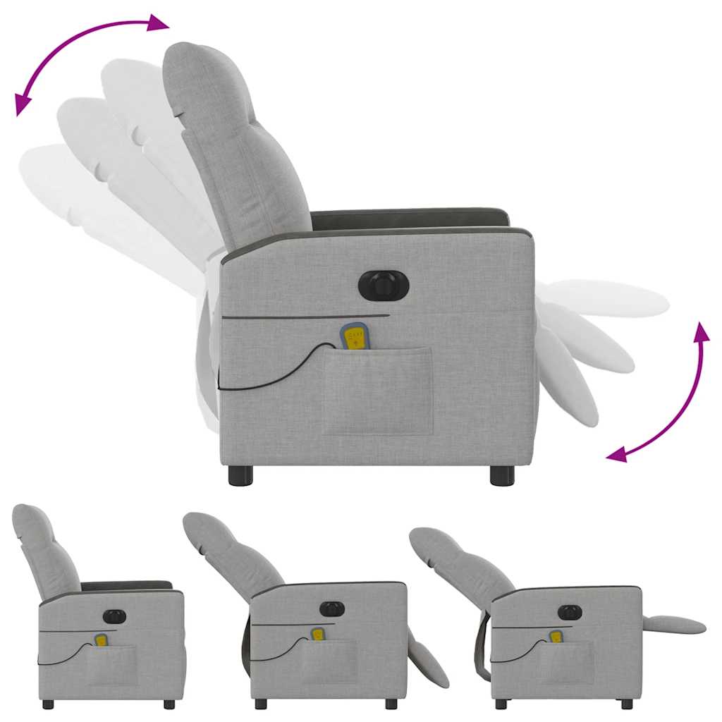 Fauteuil de massage inclinable électrique gris nuage tissu - XIOS