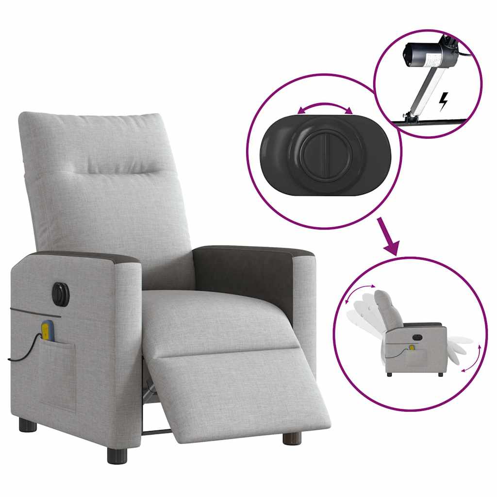 Fauteuil de massage inclinable électrique gris nuage tissu - XIOS