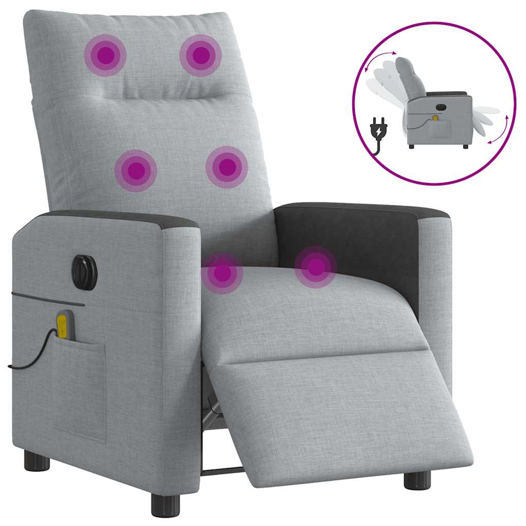 Fauteuil de massage inclinable électrique gris clair tissu - XIOS
