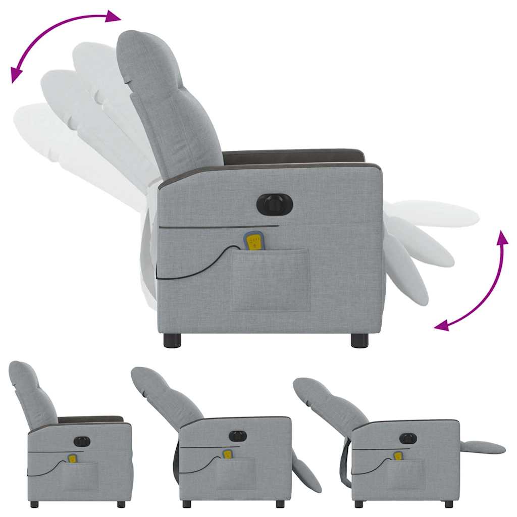Fauteuil de massage inclinable électrique gris clair tissu - XIOS