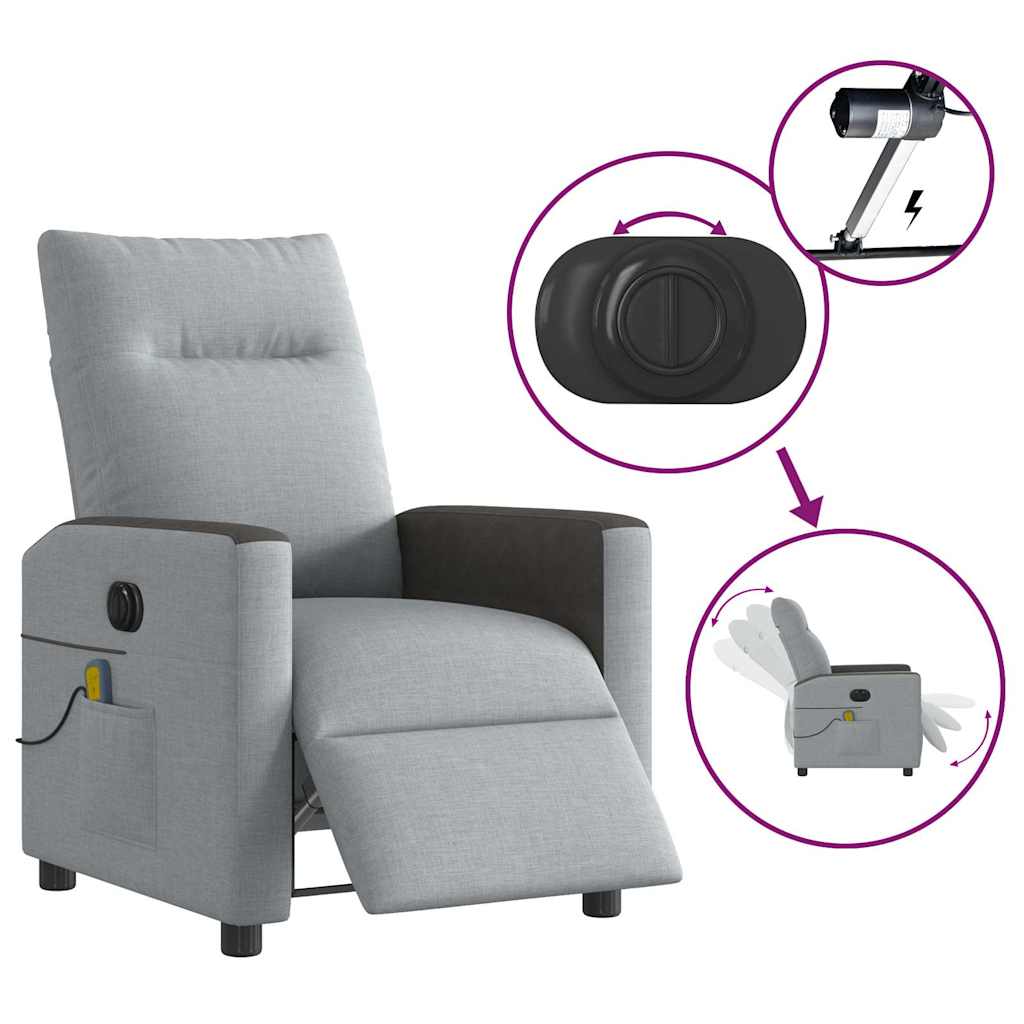 Fauteuil de massage inclinable électrique gris clair tissu - XIOS