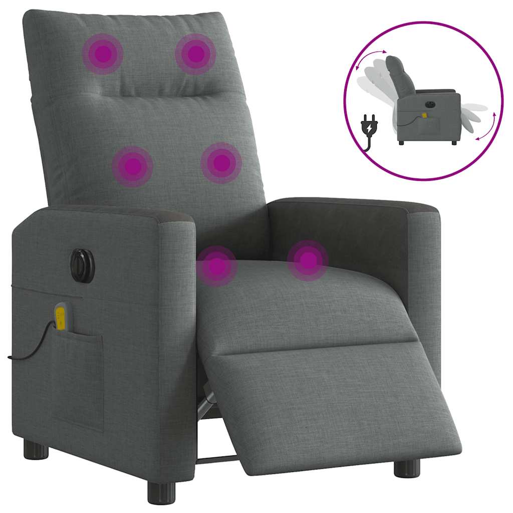 Fauteuil inclinable de massage électrique gris foncé tissu - XIOS