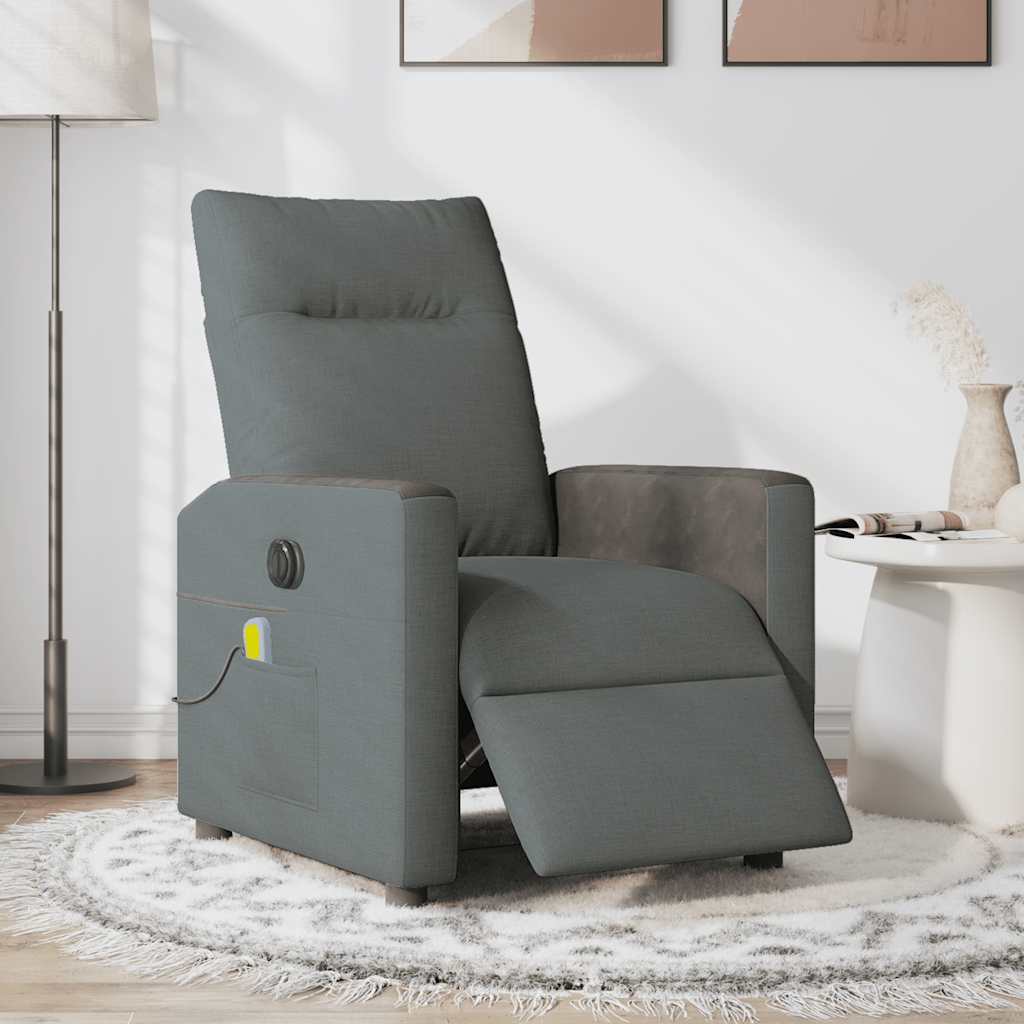 Fauteuil inclinable de massage électrique gris foncé tissu - XIOS