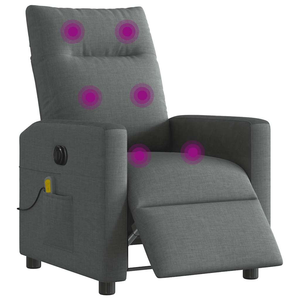 Fauteuil inclinable de massage électrique gris foncé tissu - XIOS