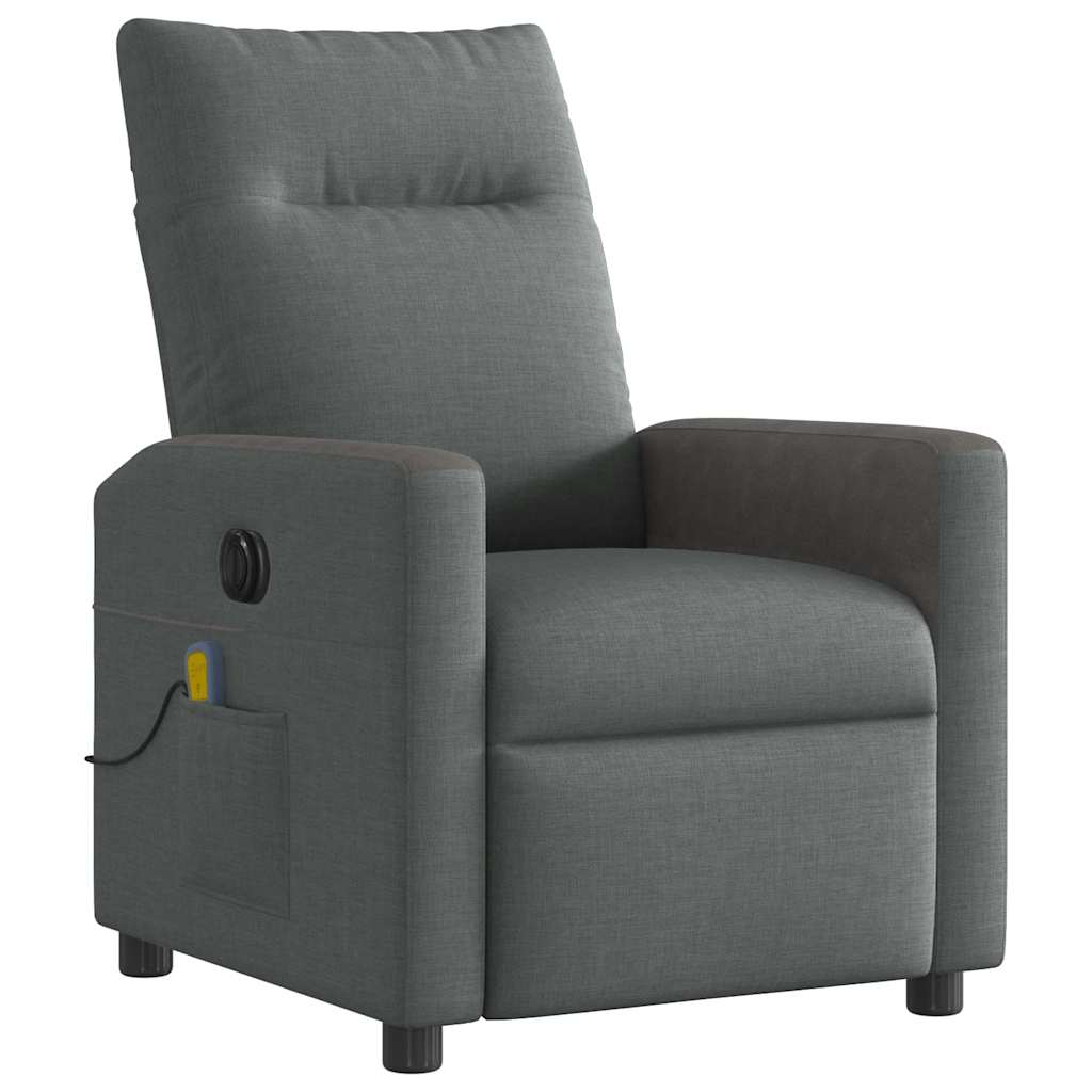 Fauteuil inclinable de massage électrique gris foncé tissu - XIOS