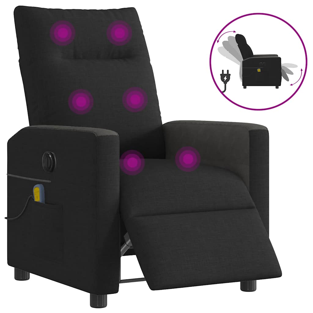 Fauteuil de massage inclinable électrique Noir Tissu - XIOS