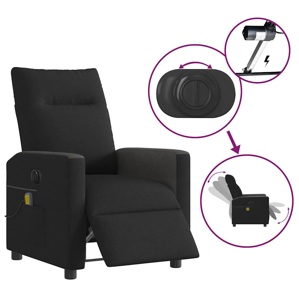 Fauteuil de massage inclinable électrique Noir Tissu - XIOS