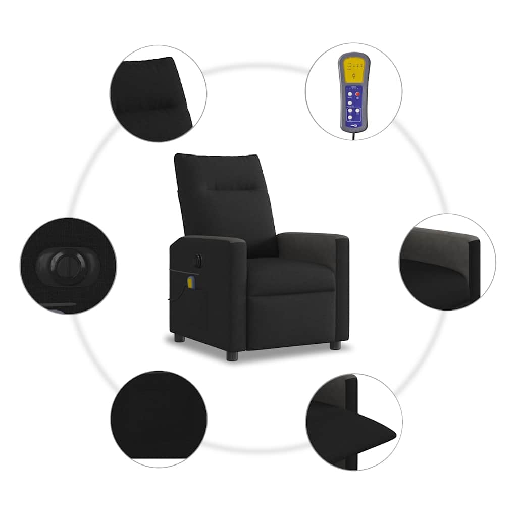Fauteuil de massage inclinable électrique Noir Tissu - XIOS