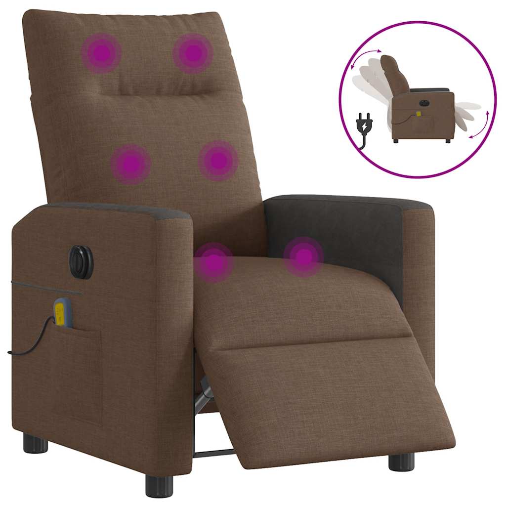 Fauteuil inclinable de massage électrique marron tissu - XIOS