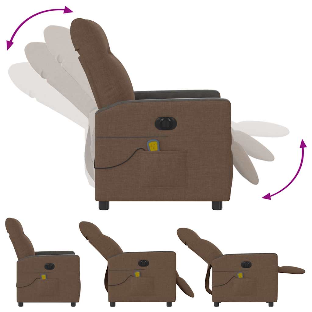 Fauteuil inclinable de massage électrique marron tissu - XIOS