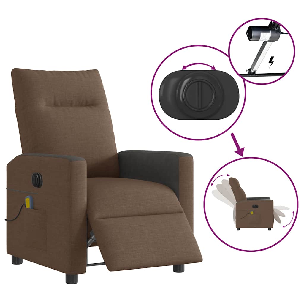 Fauteuil inclinable de massage électrique marron tissu - XIOS