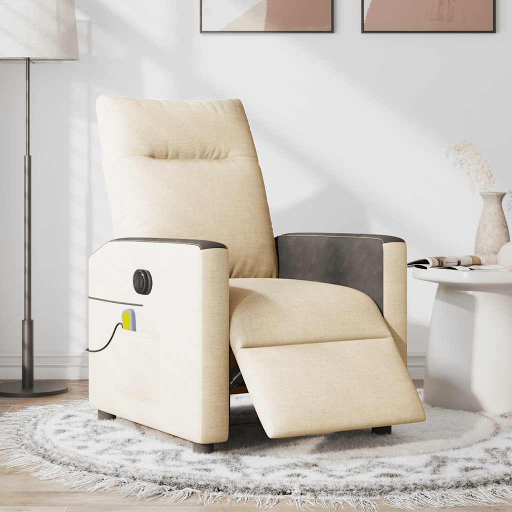 Fauteuil inclinable de massage électrique crème tissu - XIOS