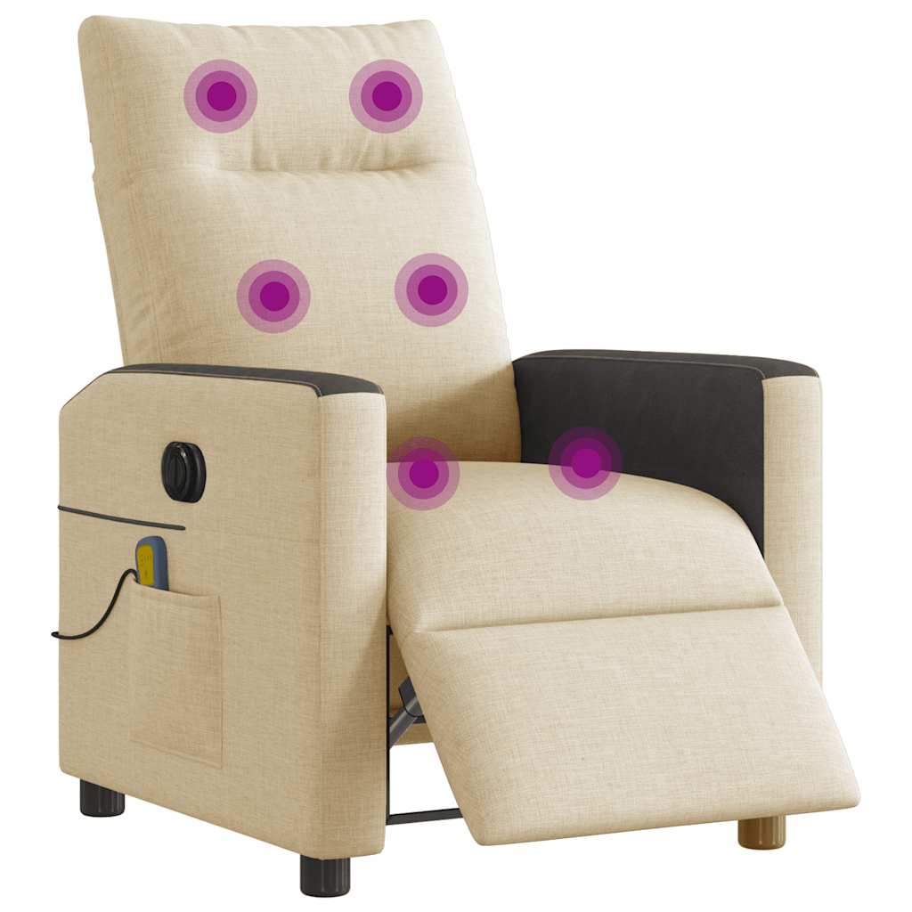 Fauteuil inclinable de massage électrique crème tissu - XIOS