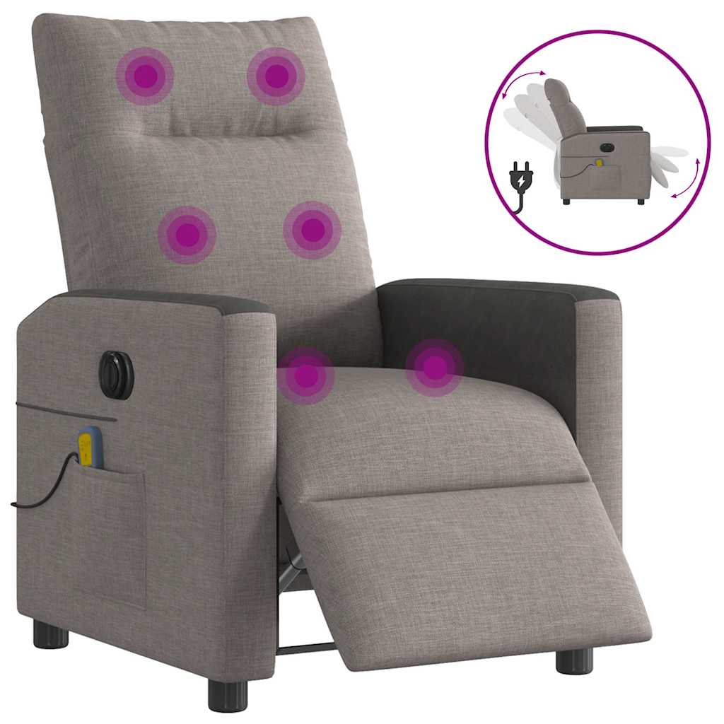 Fauteuil de massage inclinable électrique Taupe Tissu - XIOS