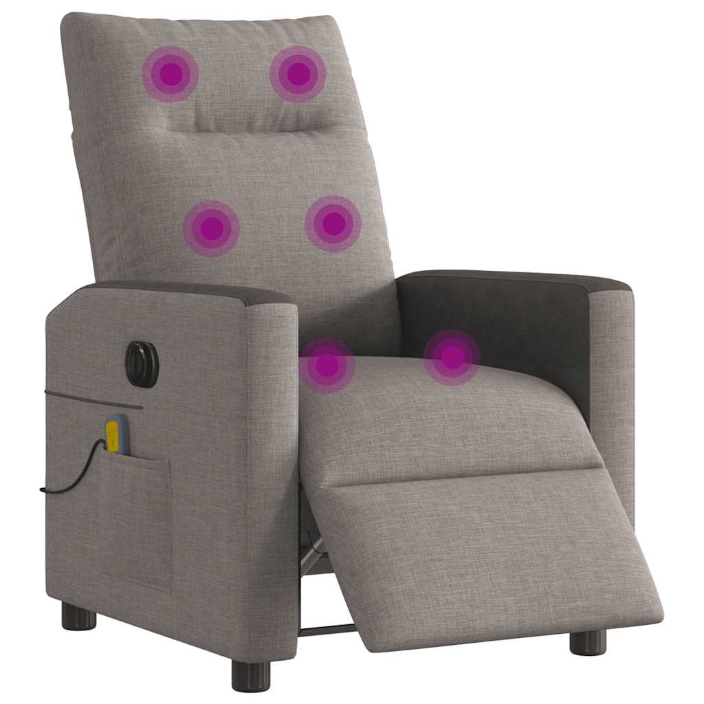 Fauteuil de massage inclinable électrique Taupe Tissu - XIOS