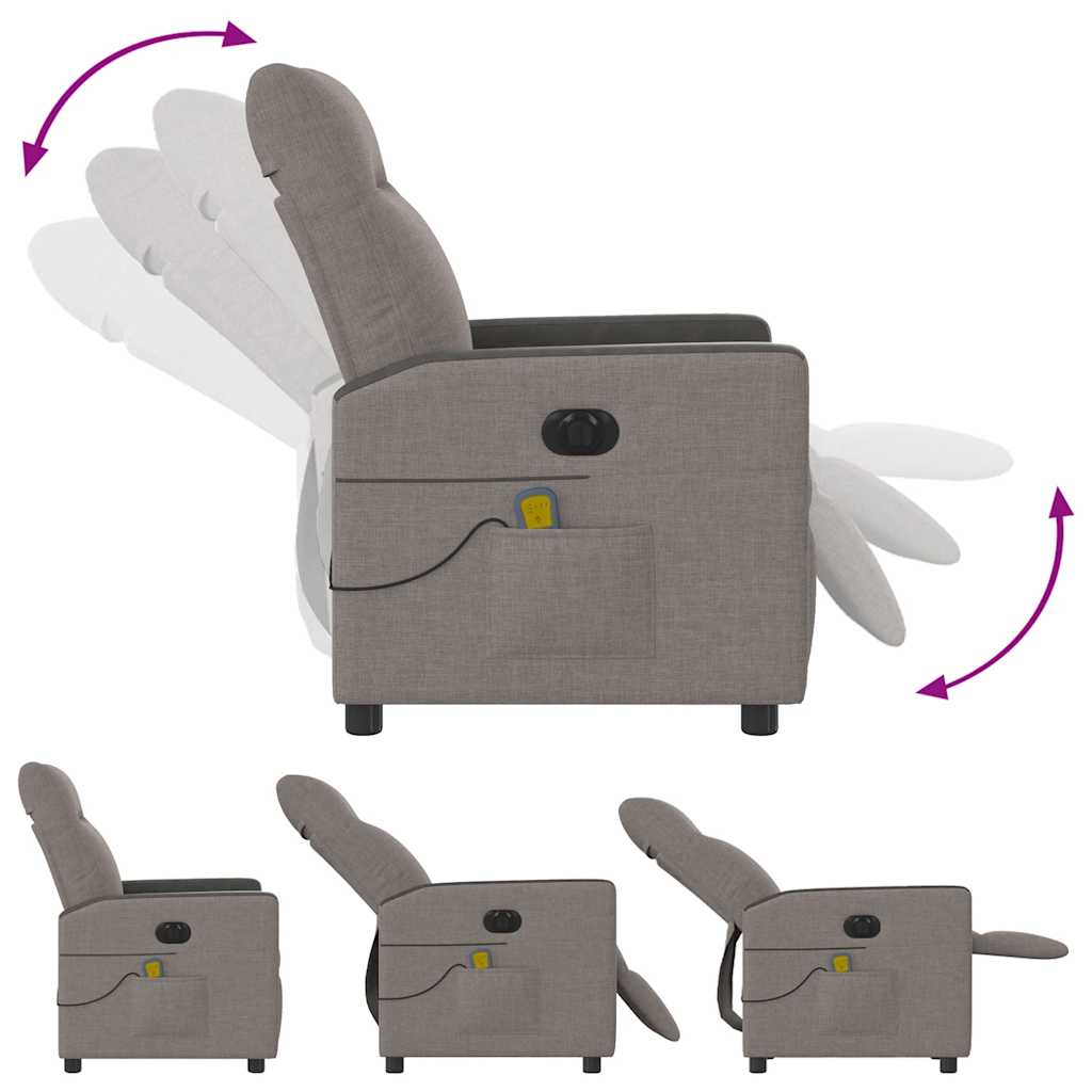 Fauteuil de massage inclinable électrique Taupe Tissu