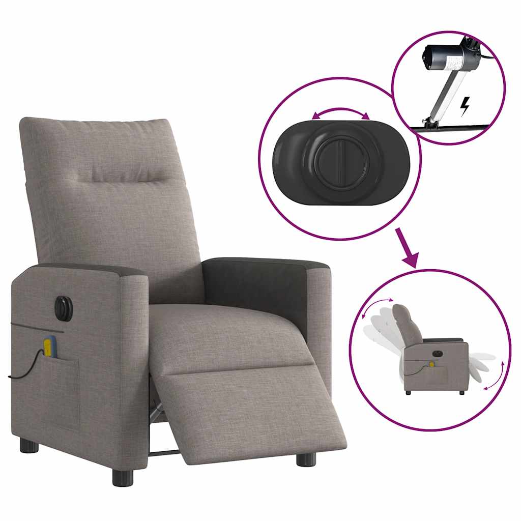Fauteuil de massage inclinable électrique Taupe Tissu - XIOS