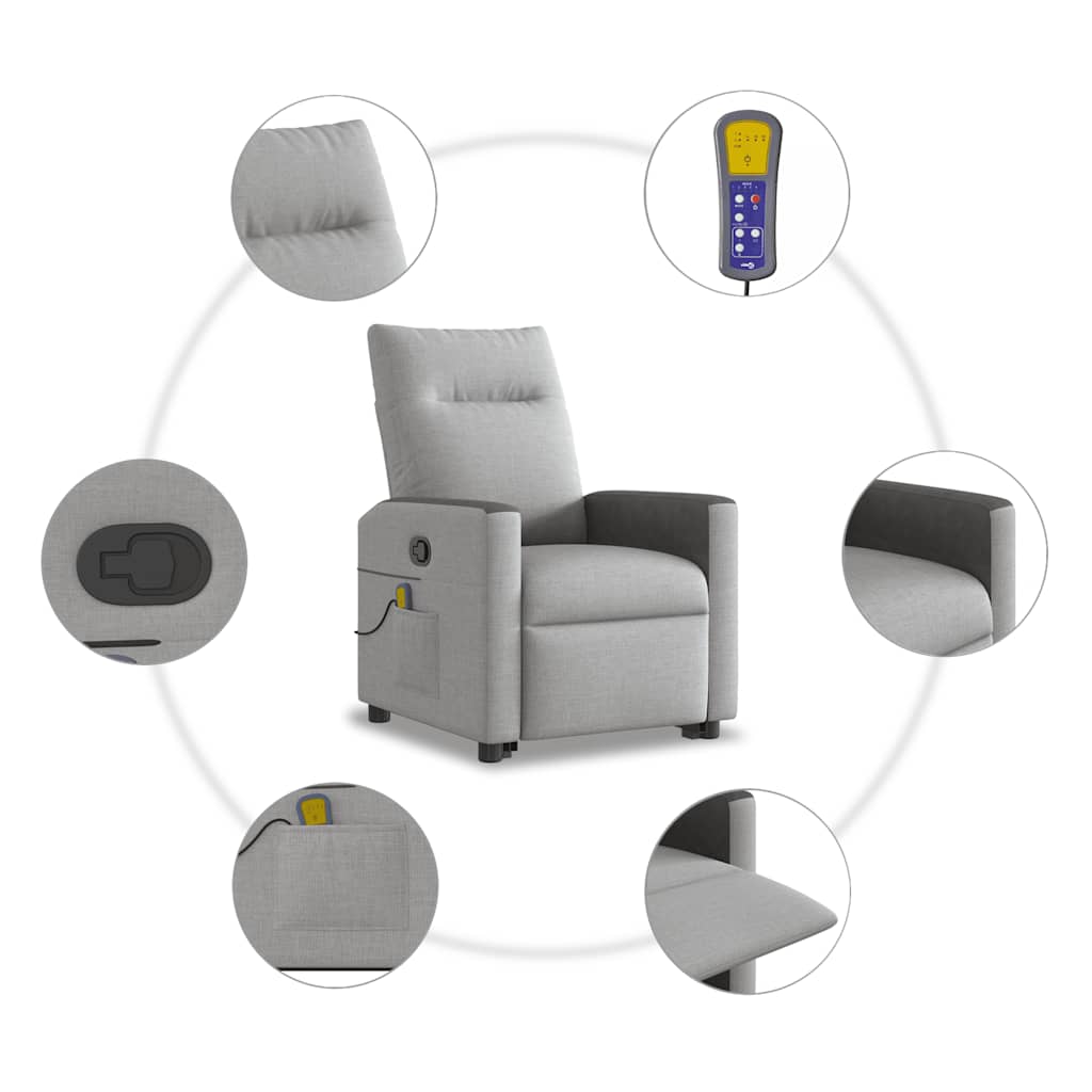 Fauteuil de massage inclinable gris nuage tissu - XIOS