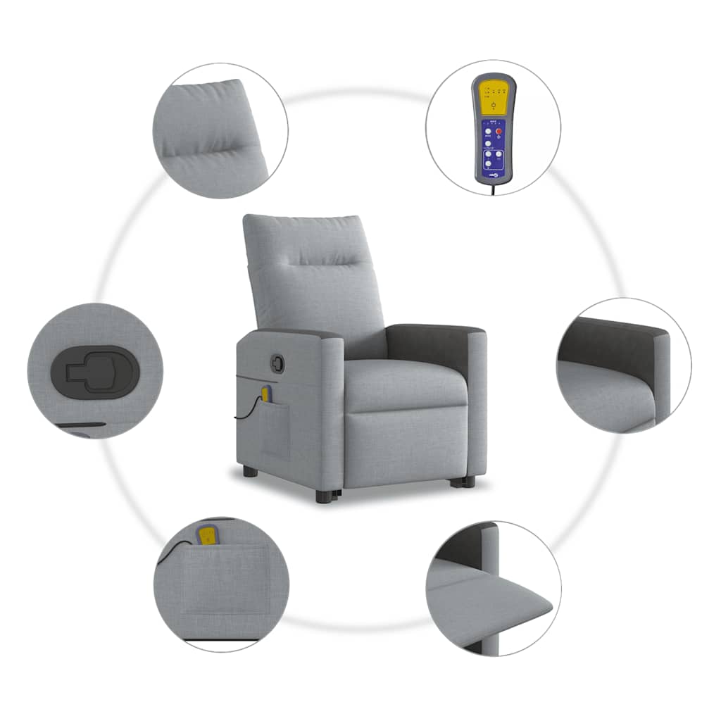 Fauteuil de massage inclinable Gris clair Tissu - XIOS