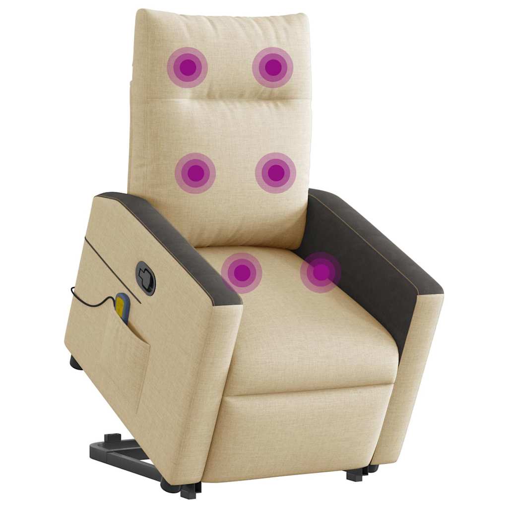 Fauteuil inclinable de massage Crème Tissu