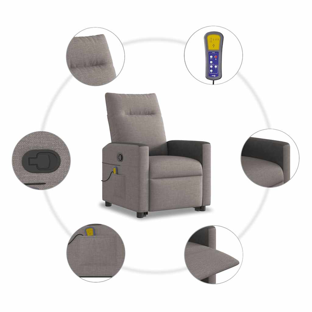 Fauteuil inclinable de massage Taupe Tissu - XIOS
