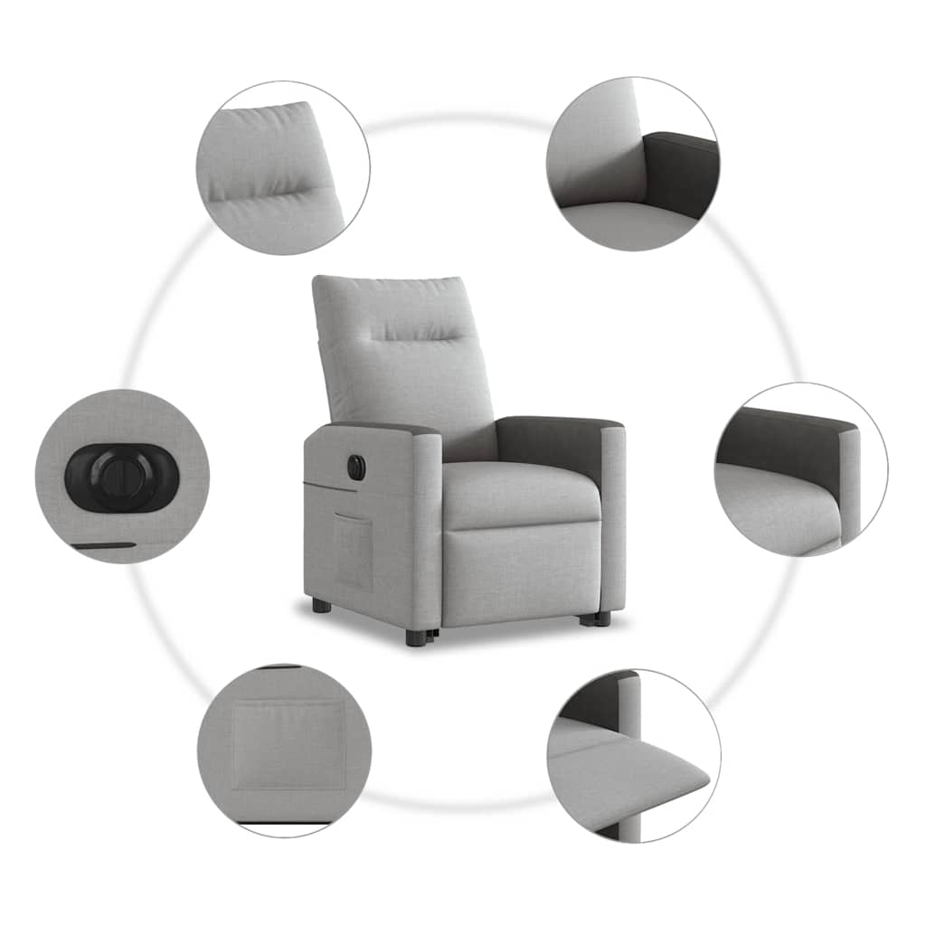 Fauteuil inclinable électrique gris nuage tissu - XIOS