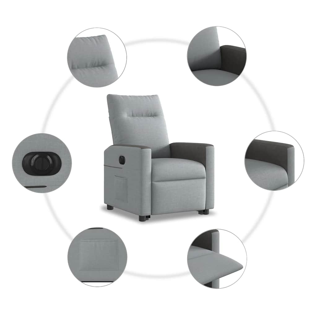 Fauteuil inclinable électrique gris clair tissu - XIOS