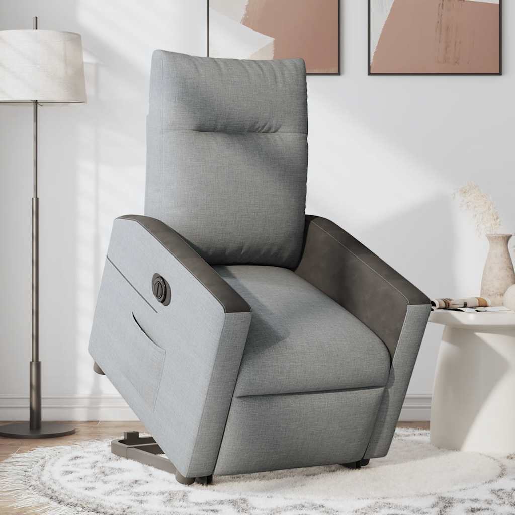 Fauteuil inclinable électrique gris clair tissu - XIOS