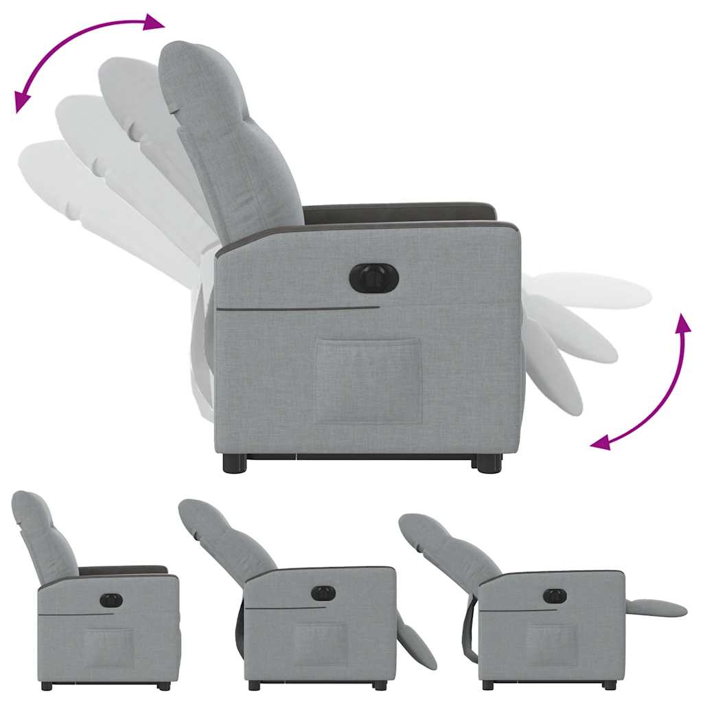 Fauteuil inclinable électrique gris clair tissu - XIOS