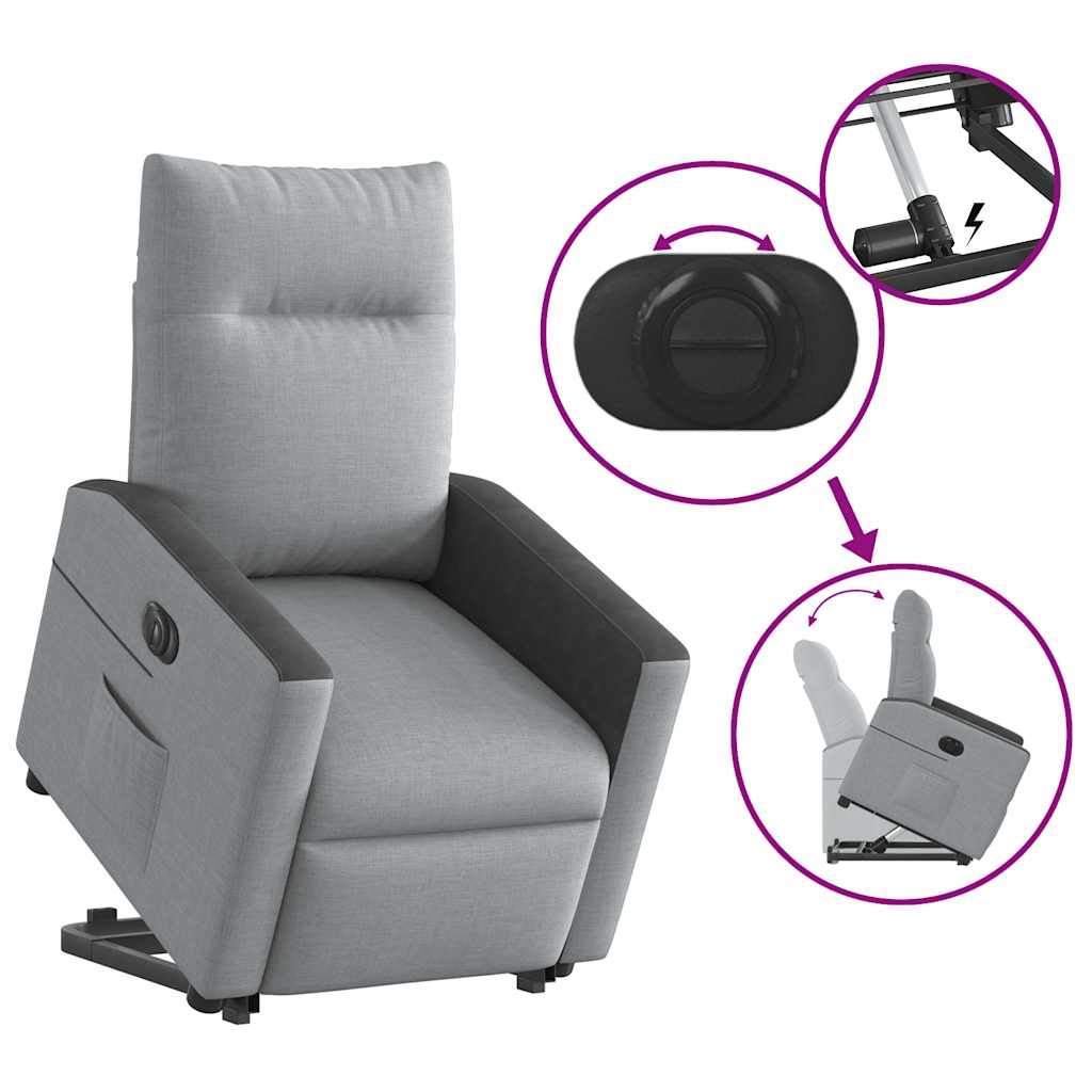 Fauteuil inclinable électrique gris clair tissu - XIOS