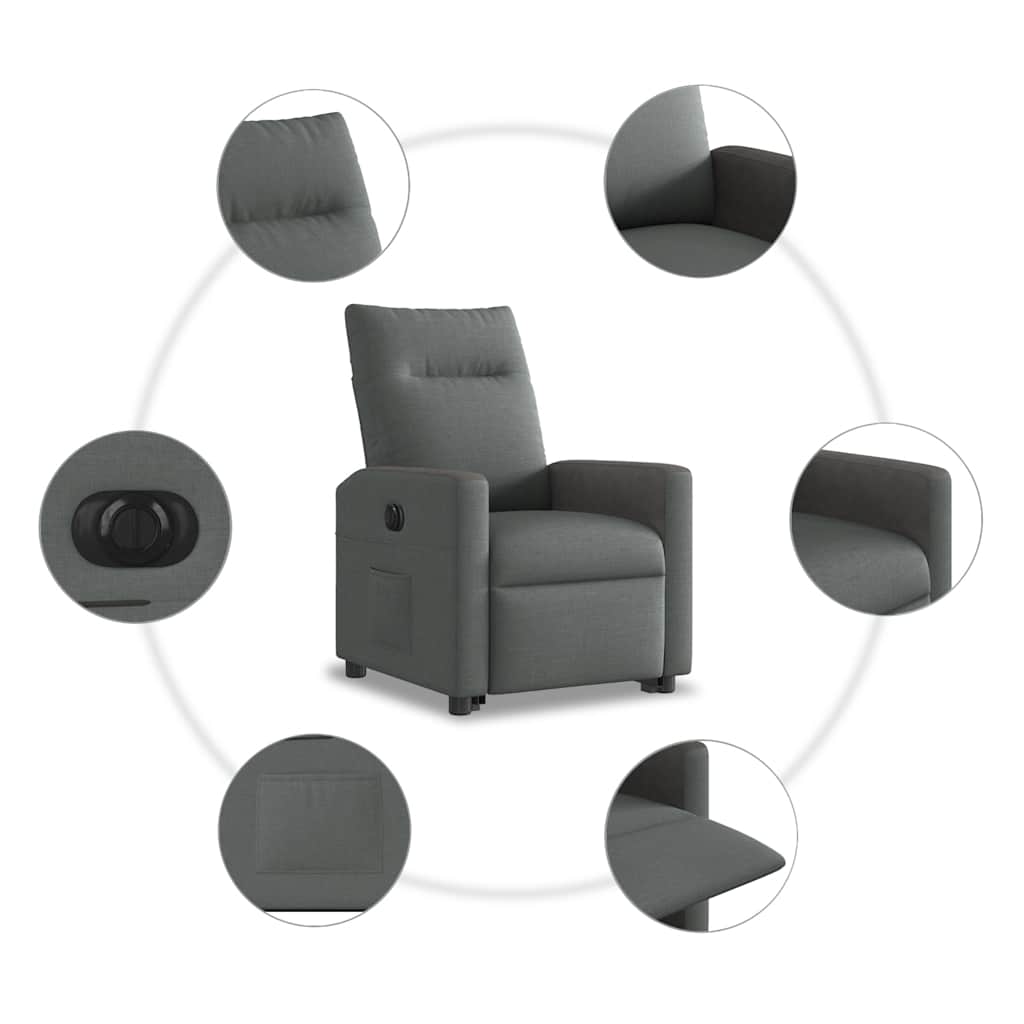 Fauteuil inclinable électrique gris foncé tissu - XIOS