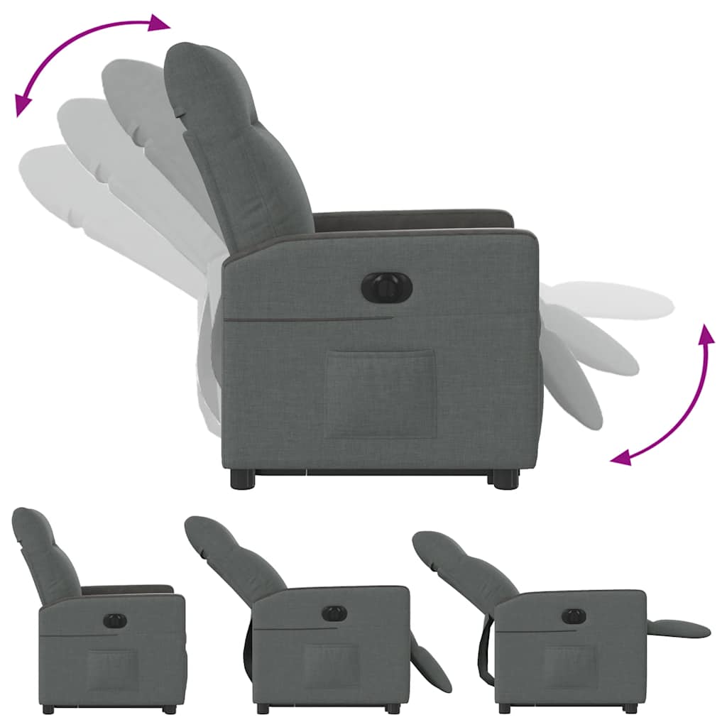 Fauteuil inclinable électrique gris foncé tissu - XIOS
