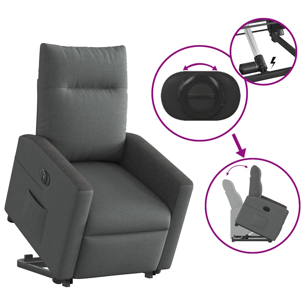 Fauteuil inclinable électrique gris foncé tissu - XIOS