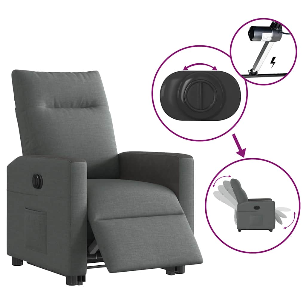 Fauteuil inclinable électrique gris foncé tissu - XIOS