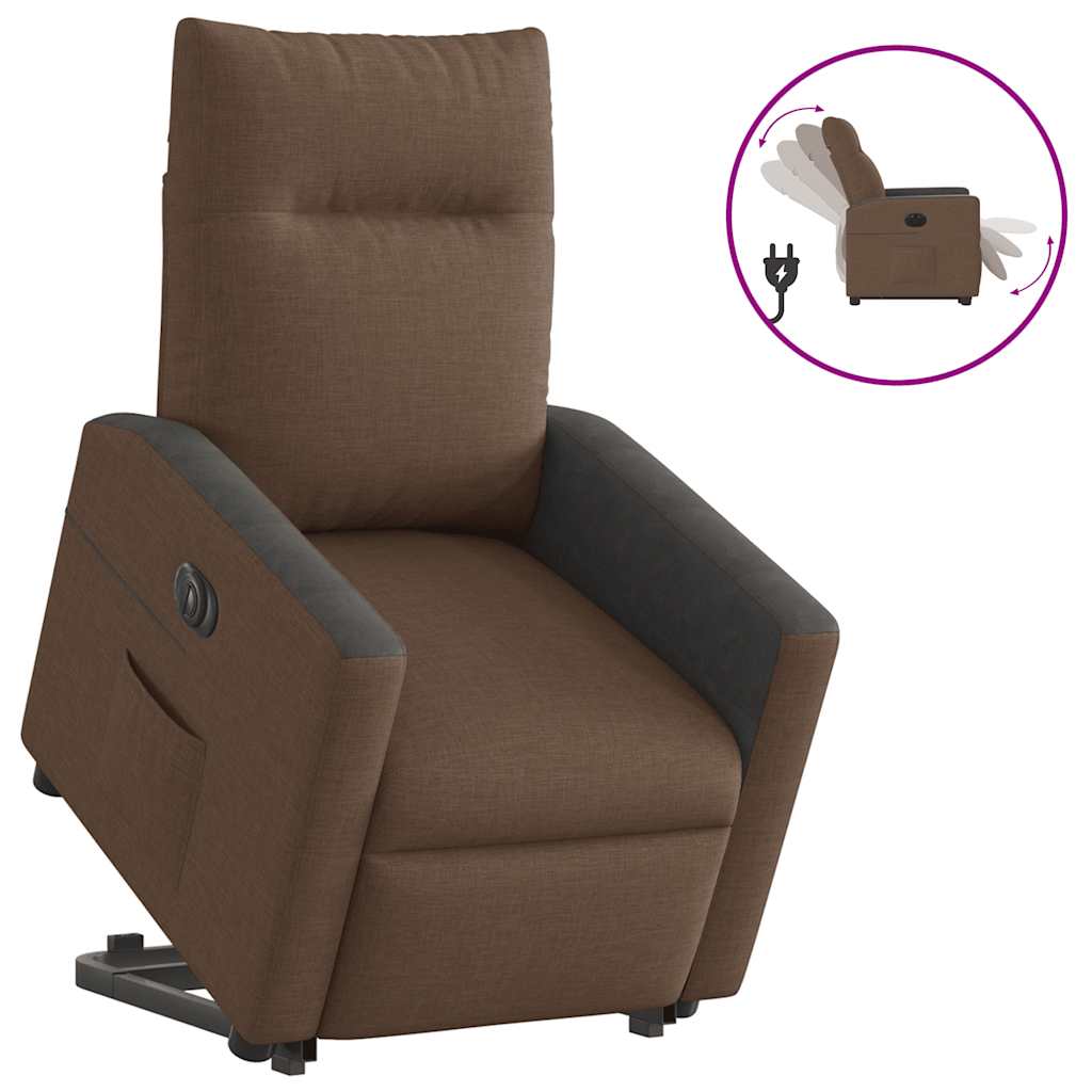 Fauteuil inclinable électrique marron tissu - XIOS