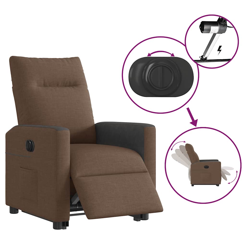 Fauteuil inclinable électrique marron tissu - XIOS