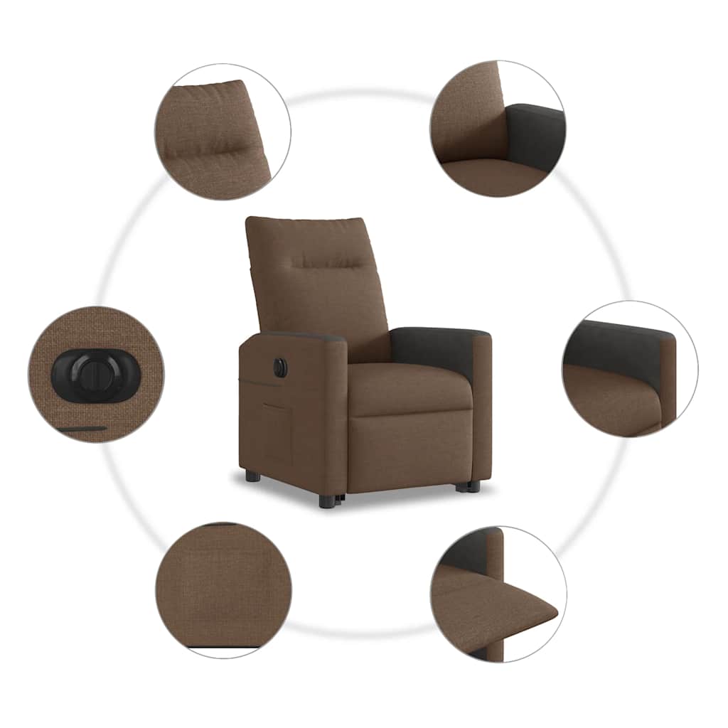 Fauteuil inclinable électrique marron tissu - XIOS