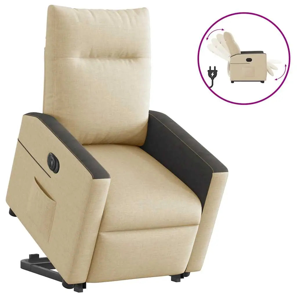 Fauteuil inclinable électrique crème tissu - XIOS
