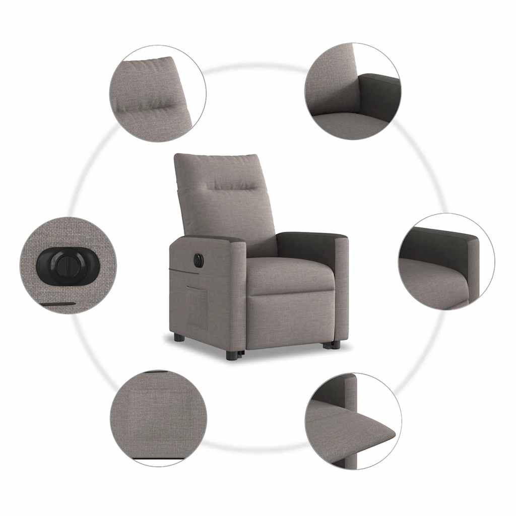 Fauteuil inclinable électrique taupe tissu - XIOS