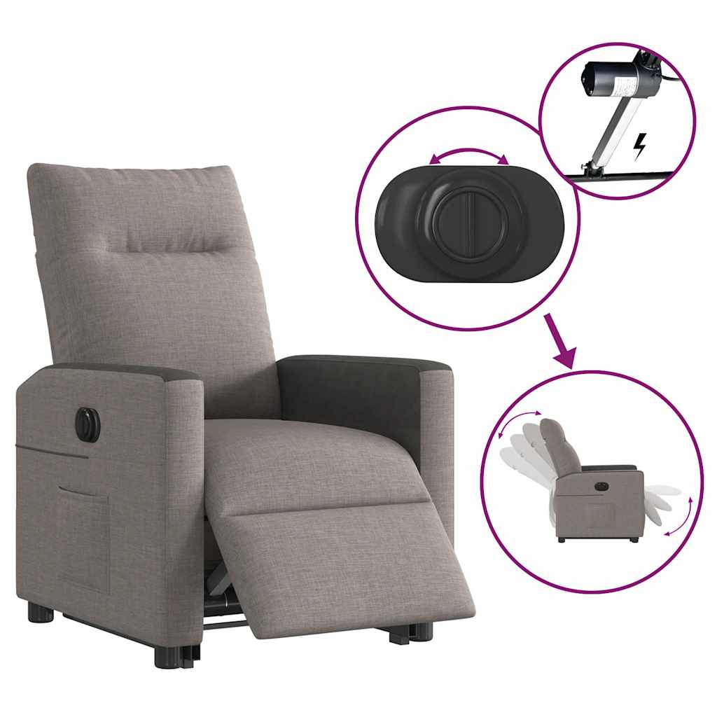Fauteuil inclinable électrique taupe tissu - XIOS