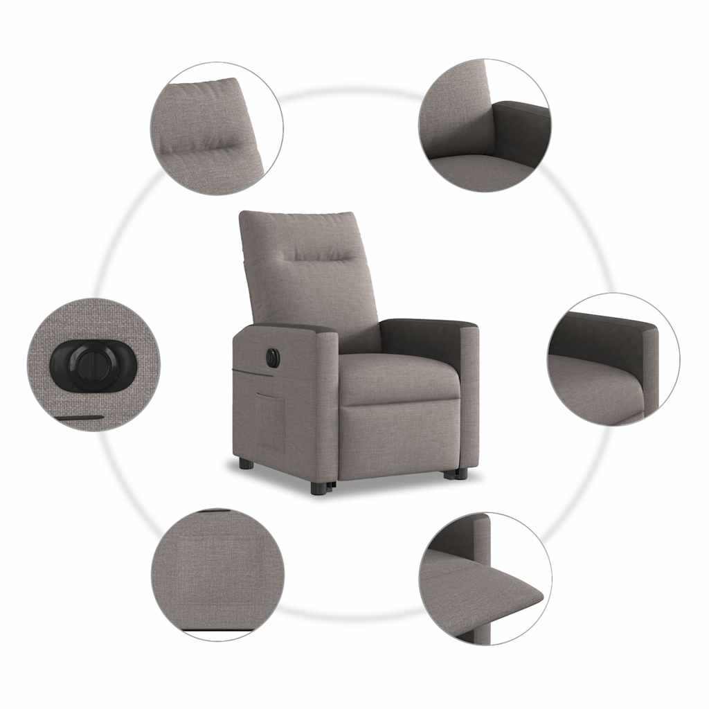 Fauteuil inclinable électrique taupe tissu - XIOS