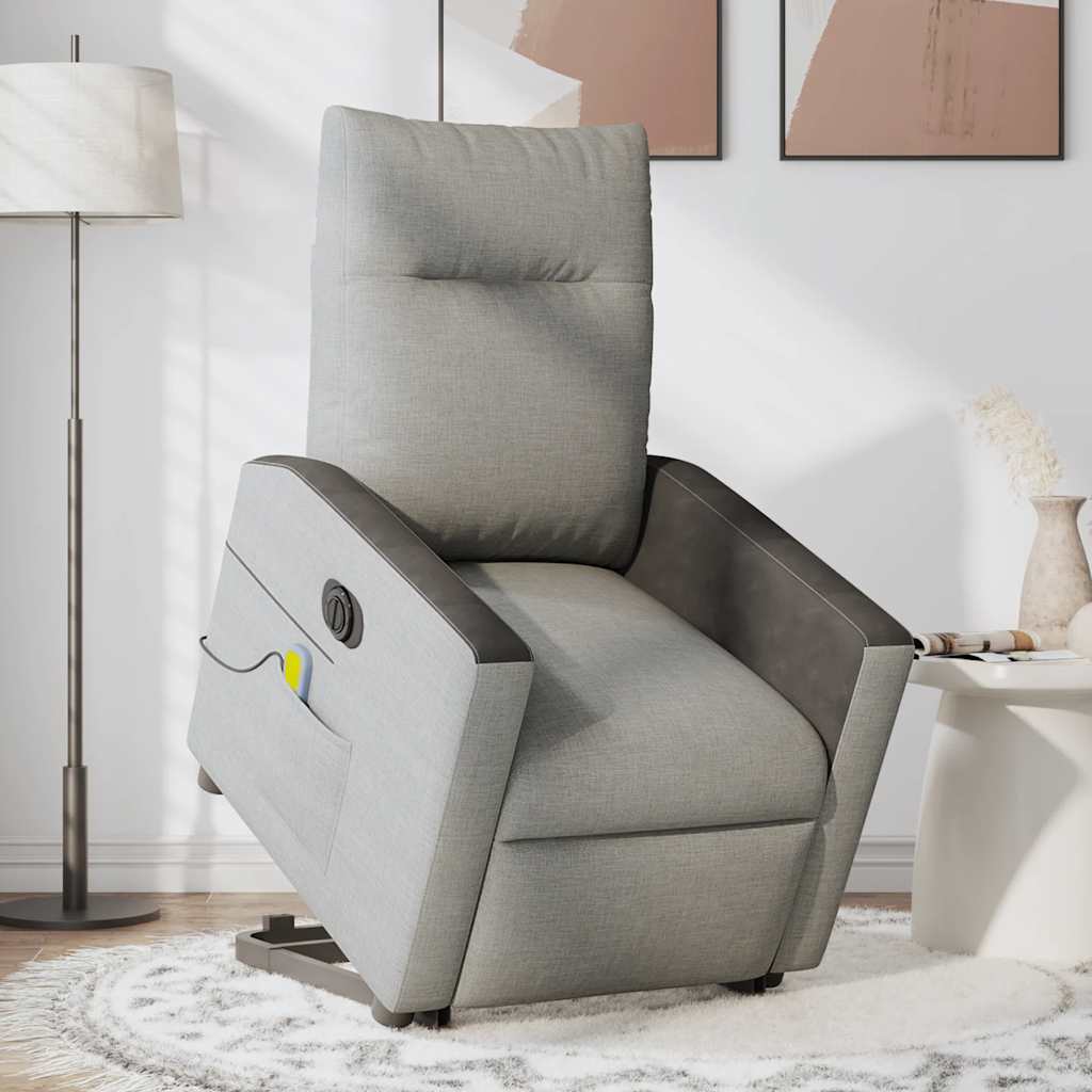 Fauteuil inclinable de massage électrique gris nuage tissu