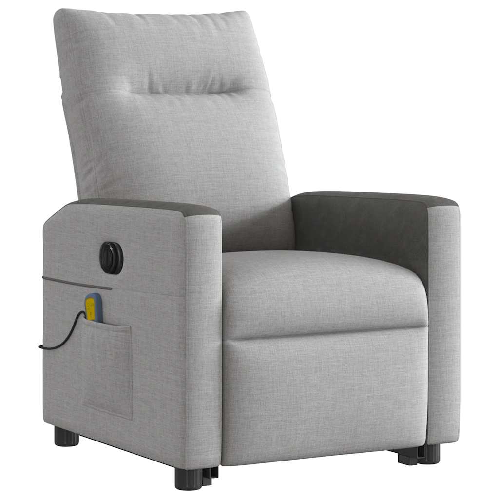 Fauteuil inclinable de massage électrique gris nuage tissu - XIOS