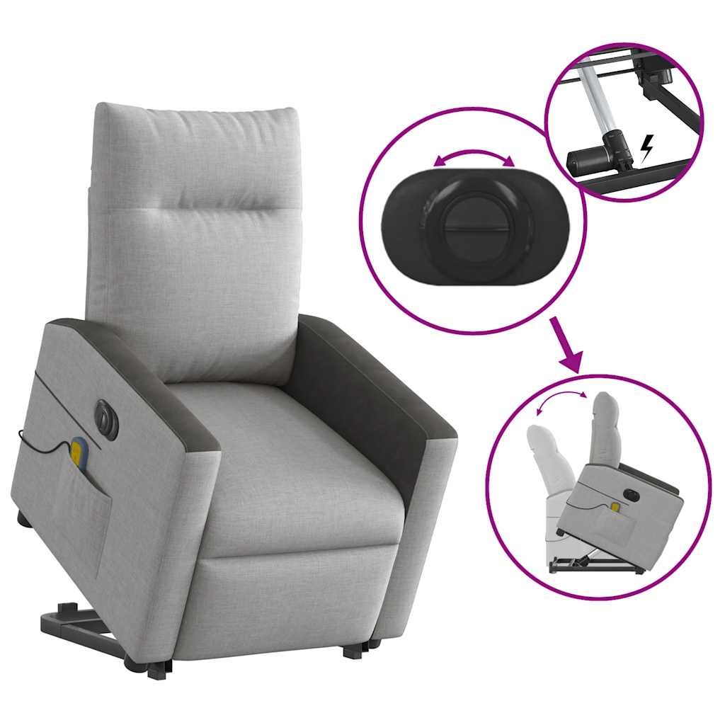 Fauteuil inclinable de massage électrique gris nuage tissu - XIOS