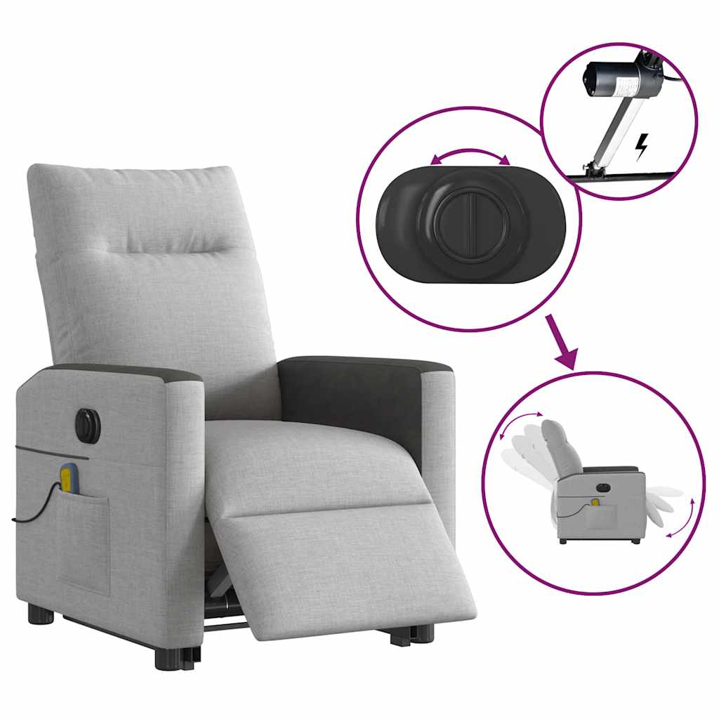 Fauteuil inclinable de massage électrique gris nuage tissu - XIOS