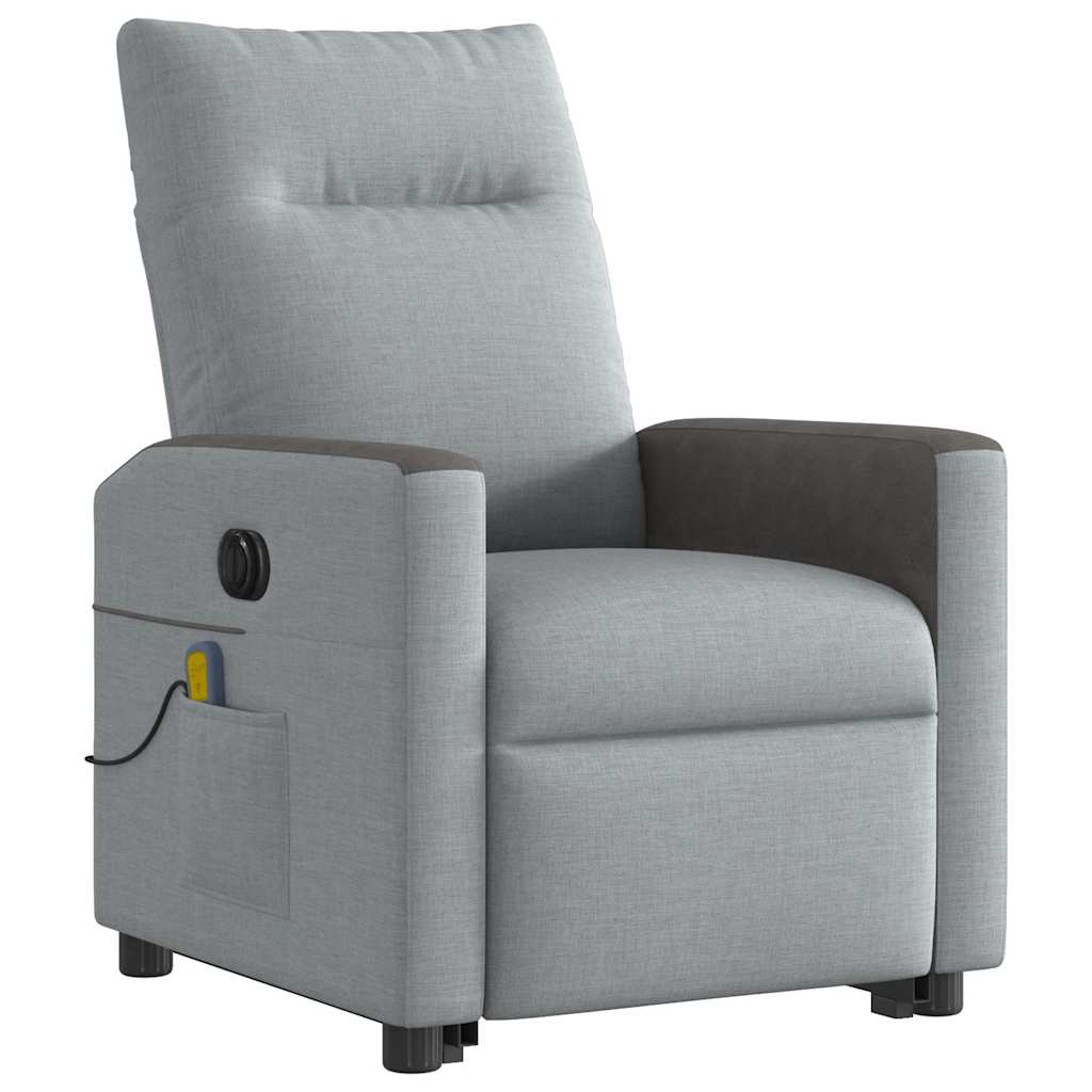 Fauteuil inclinable de massage électrique Gris clair Tissu