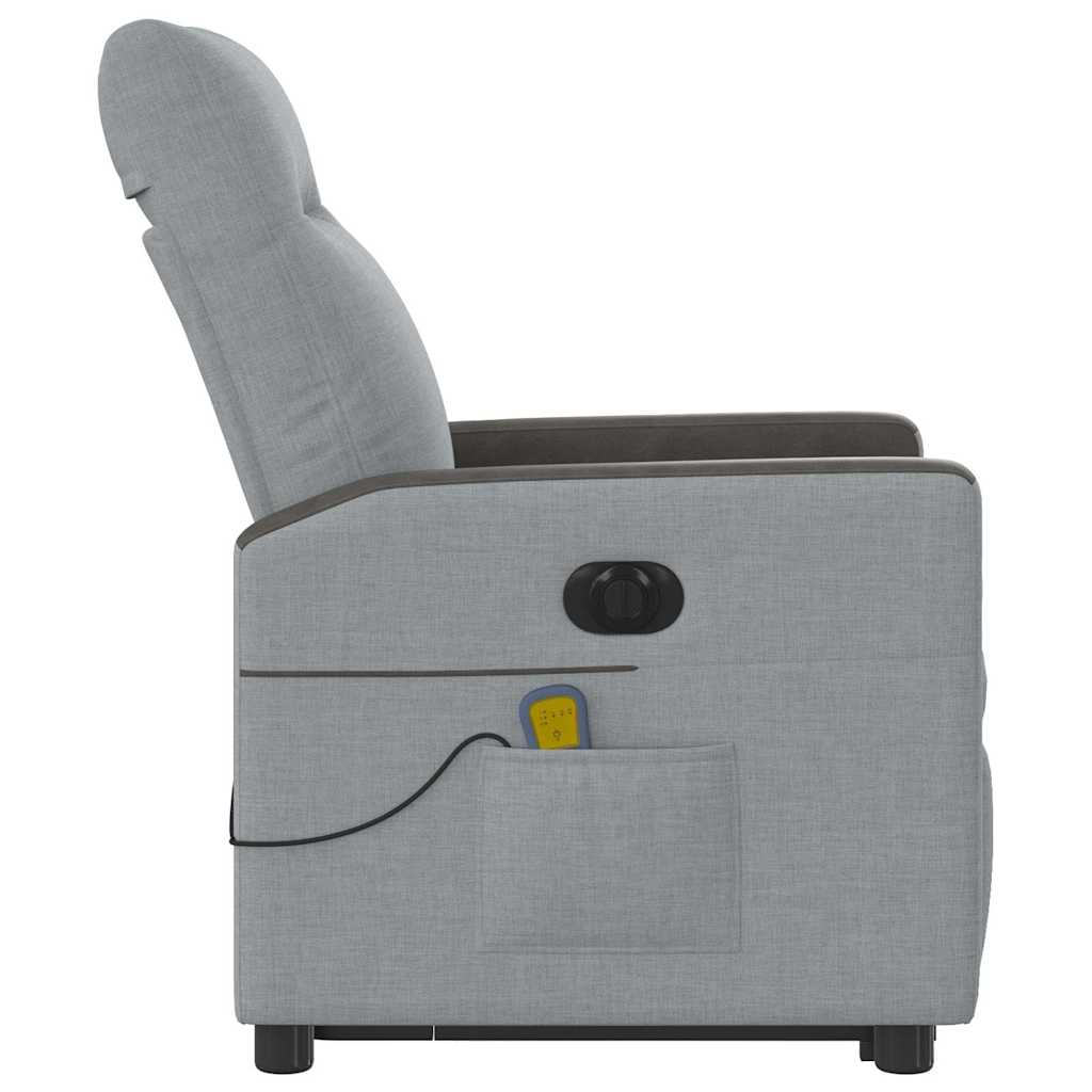 Fauteuil inclinable de massage électrique Gris clair Tissu