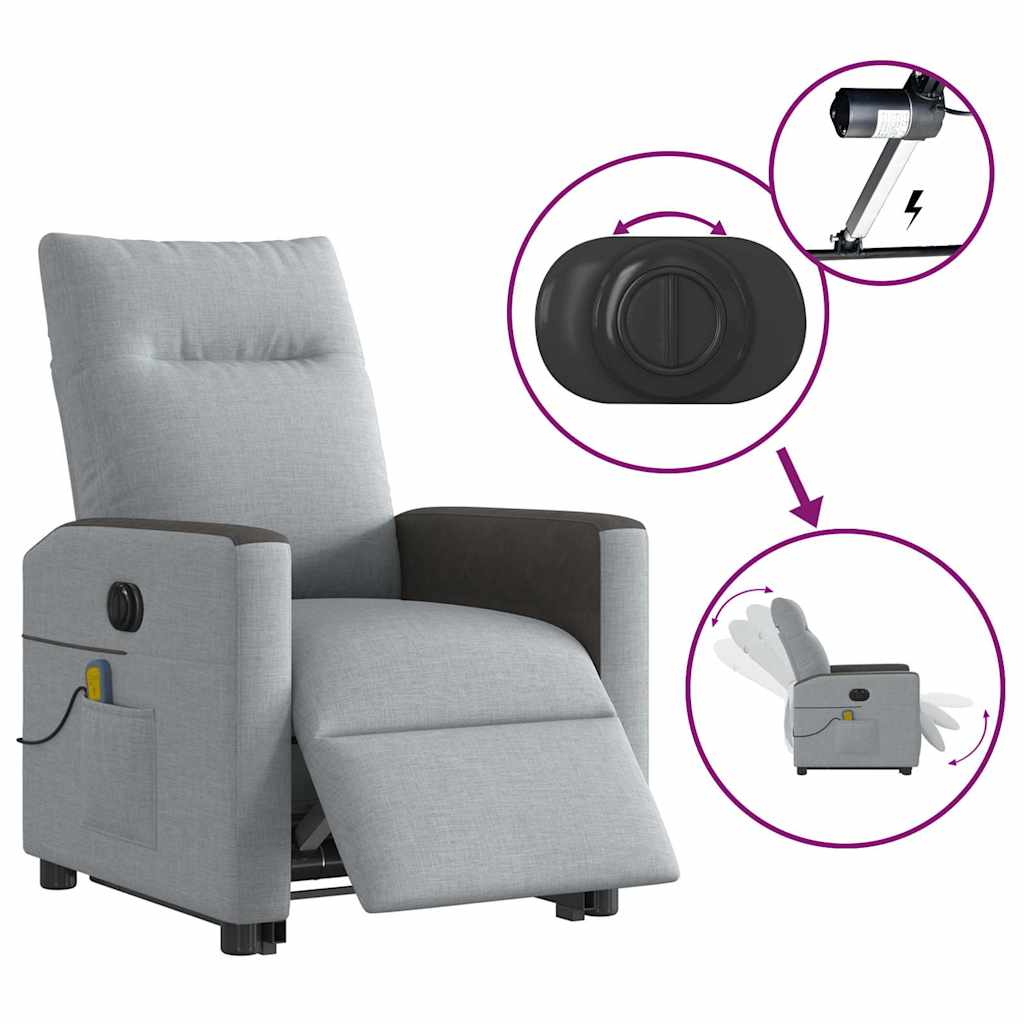 Fauteuil inclinable de massage électrique Gris clair Tissu - XIOS