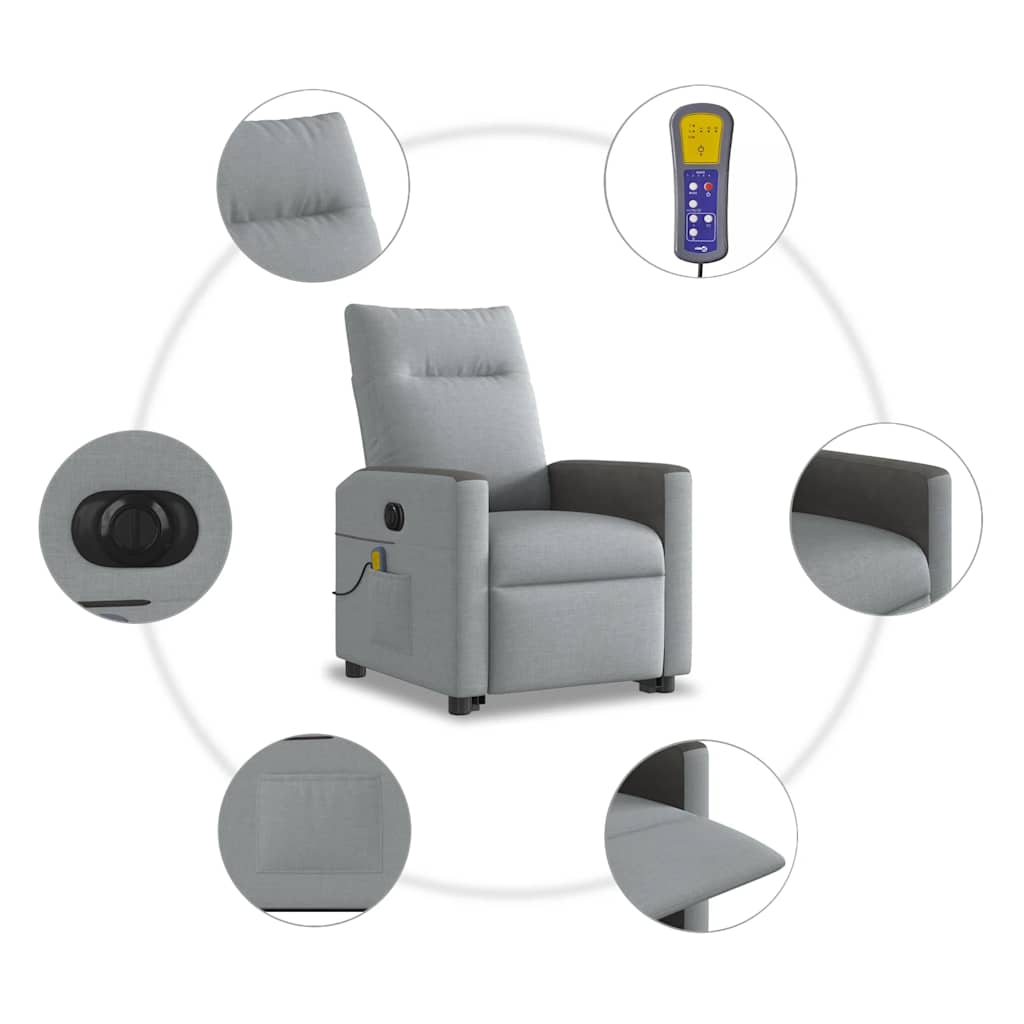 Fauteuil inclinable de massage électrique Gris clair Tissu - XIOS